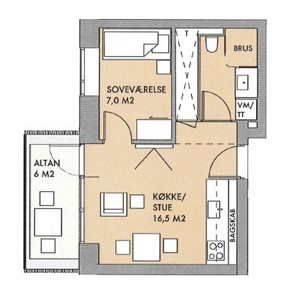 2-værelseslejlighed på 15. etage i 51 m² - kr