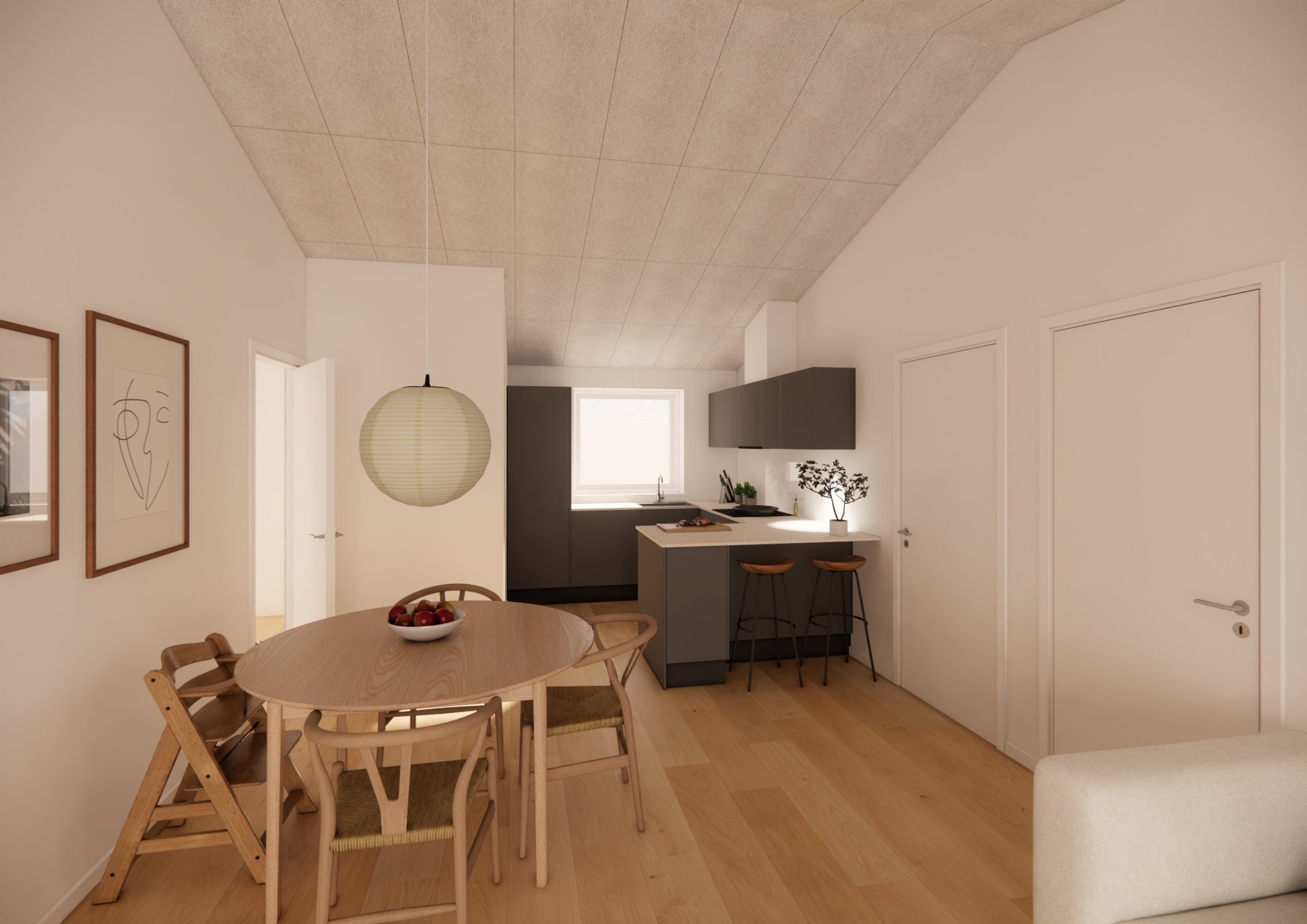 NYHED! Lyst rækkehus i ét plan med terrasse, have og carport