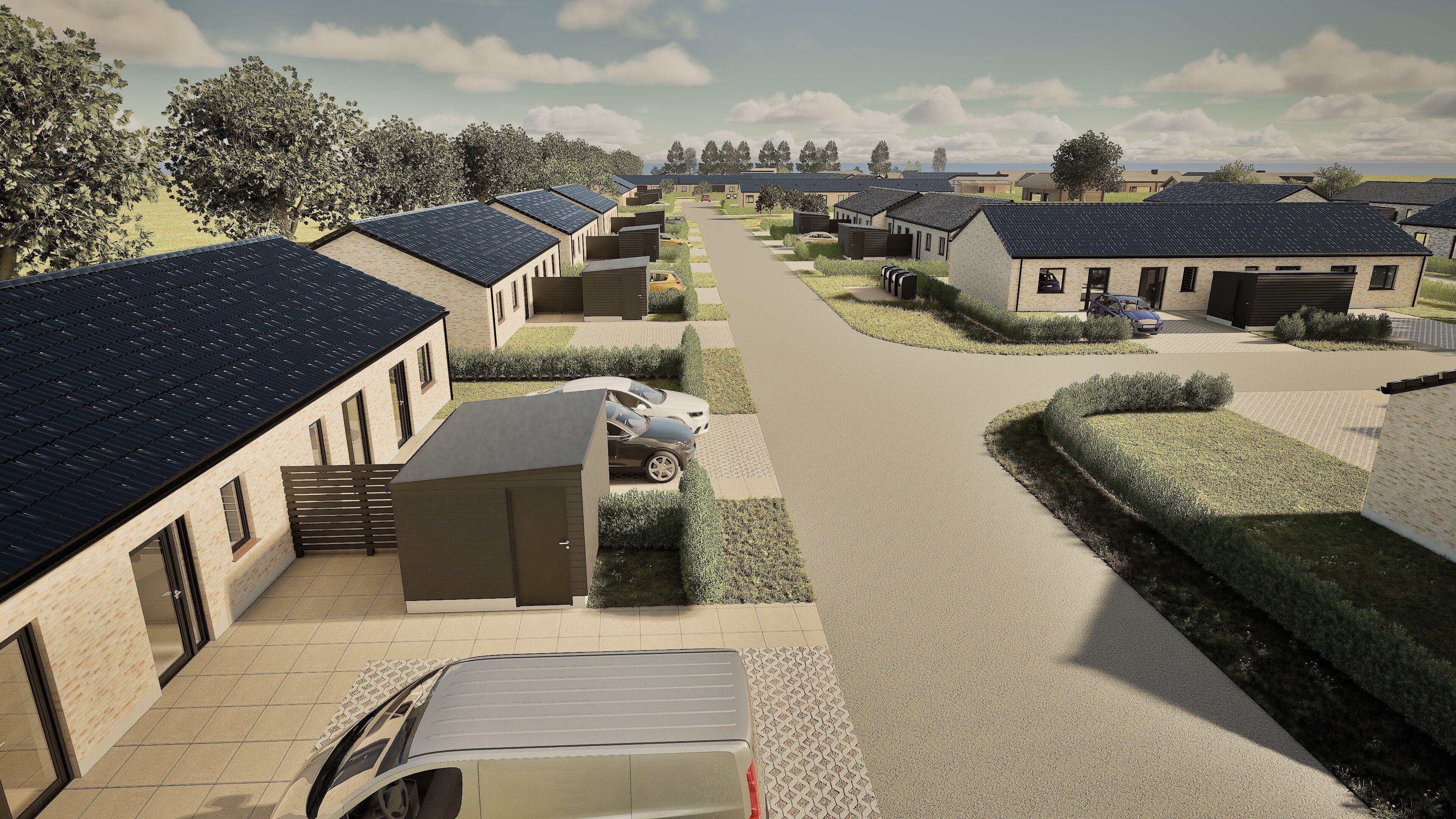 Nyt boligområde med 72 nye rækkehuse med boliger fra 70 til 114 kvm