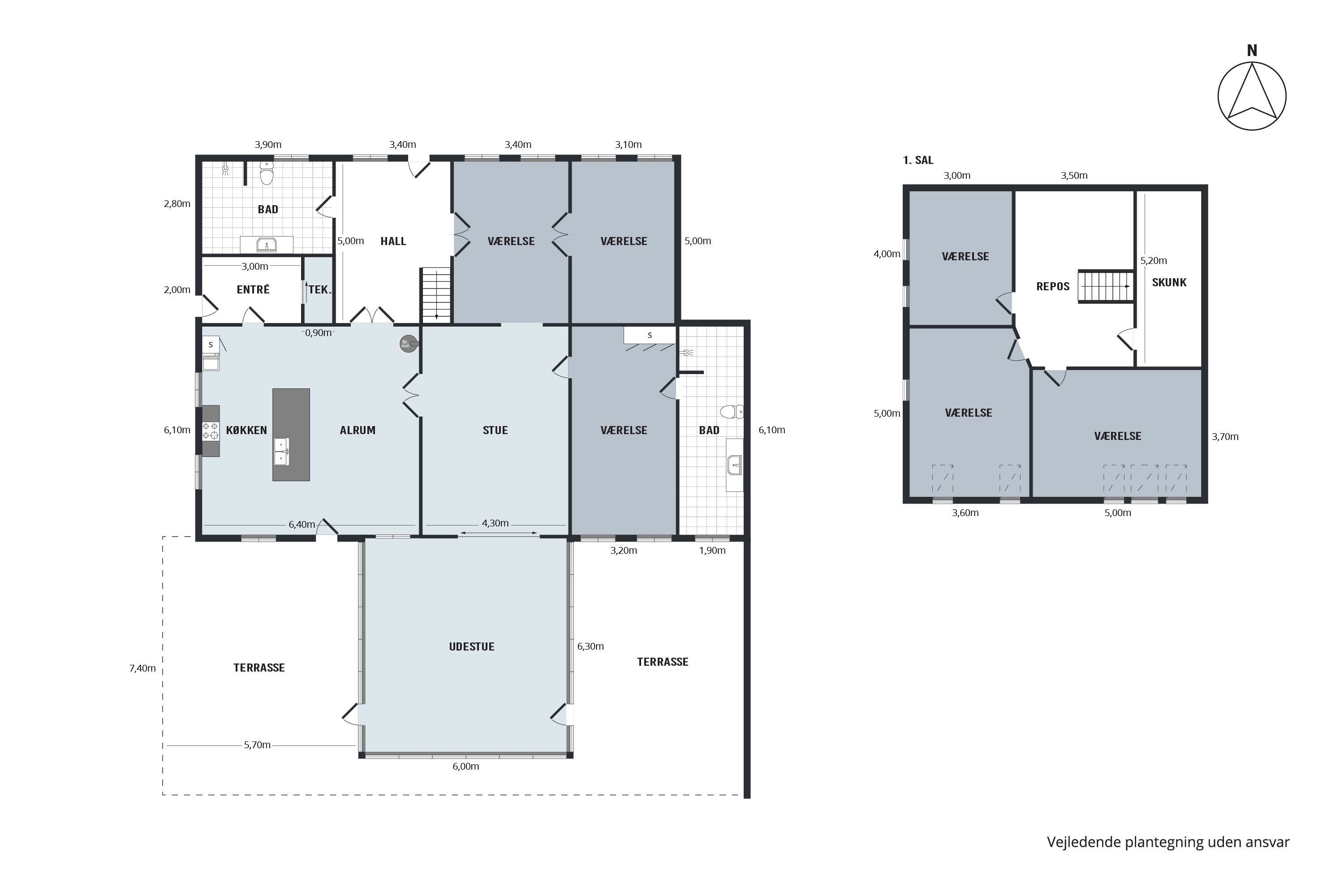 Flot gennemrenoveret stuehus, 8 værelser, 298 m2
