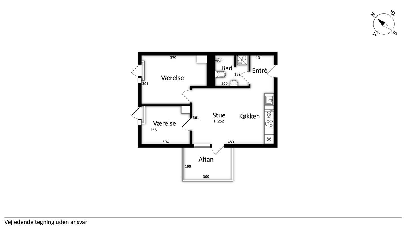 Billig - delevenlig 3'er - 73 m² - 10.200 kr
