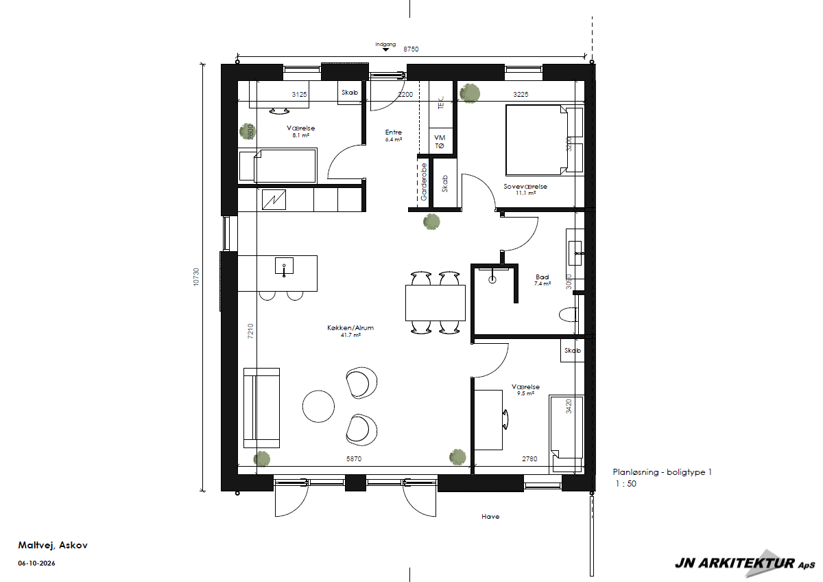 Nyt rækkehus på 98 m² i Askov – klar til indflytning 1. februar