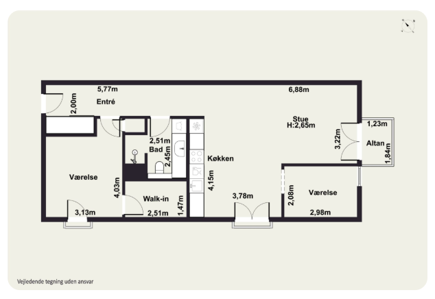 Lovely 3-room apartment in popular part of Islands Brygge.