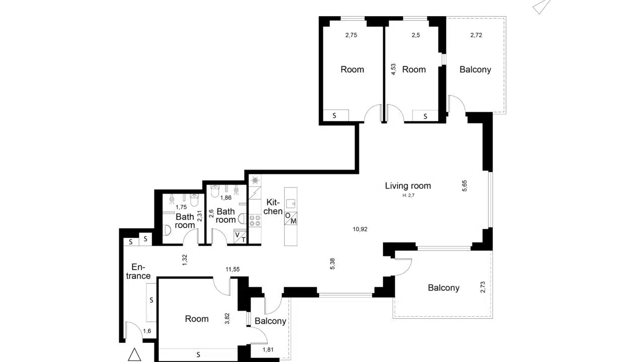159 m² - havneudsigt, altaner på i alt 28 m² og 2 badeværelser