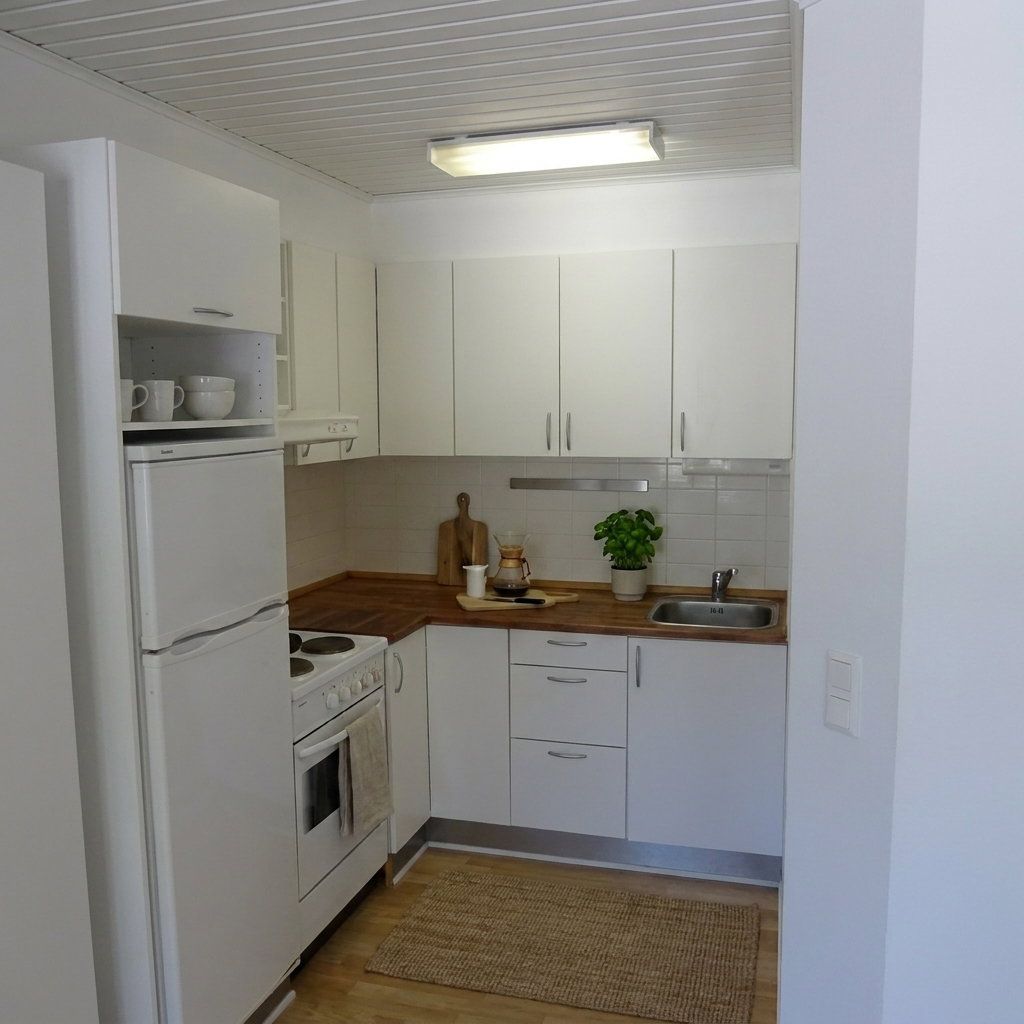 Lys og indretningsvenlig 1-værelses på 46 m2 med stort opholdsrum og hvidt køkken