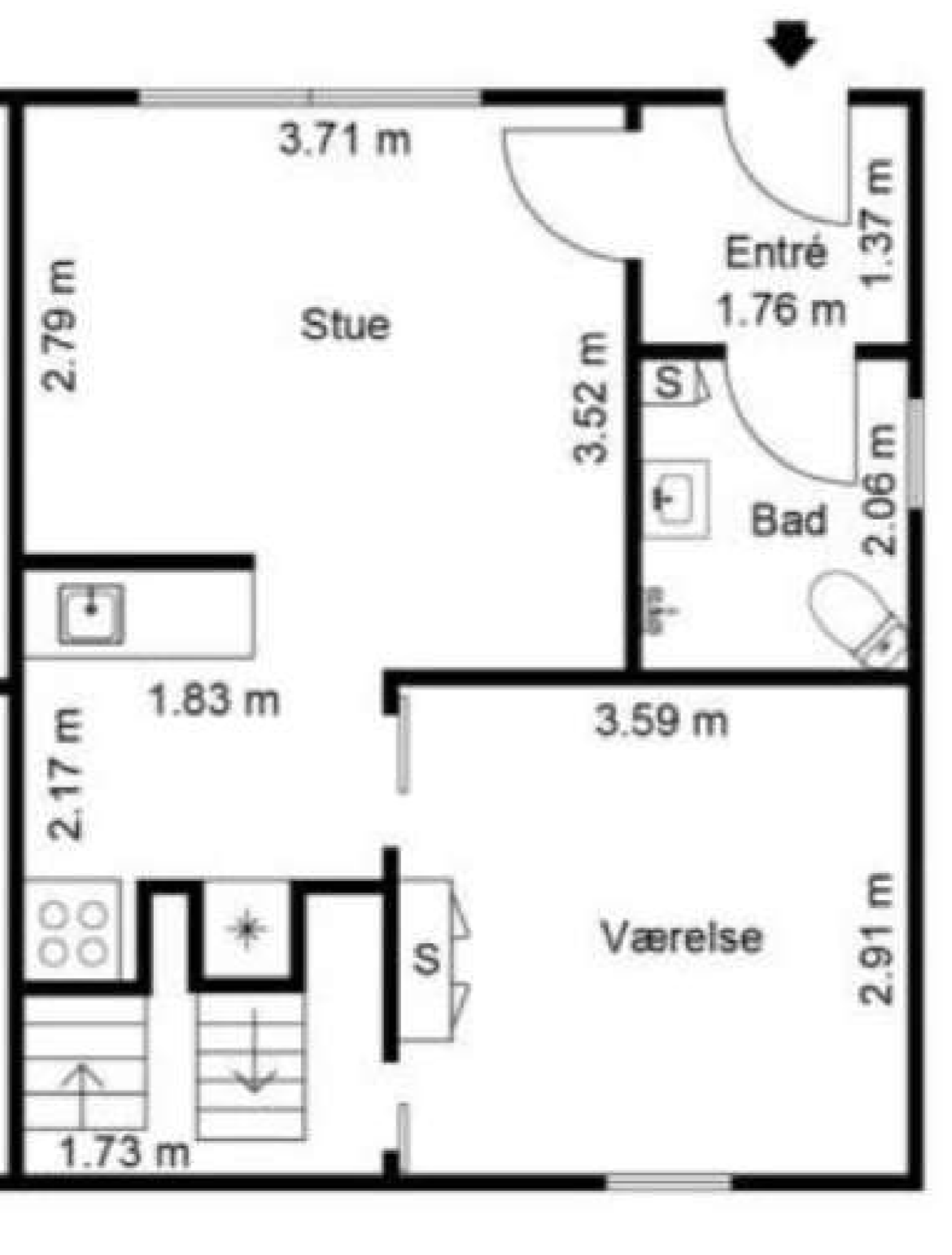  2-værelse lejlighed på 44 m2 med kig til havet!