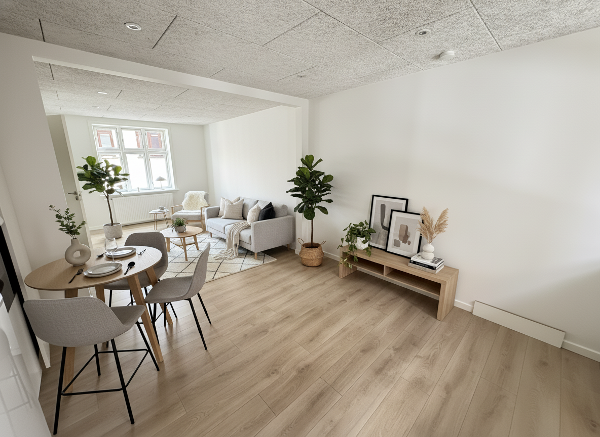 Totalrenoveret 2-værelses med stilrent køkken, spots og gulvvarme på badeværelse