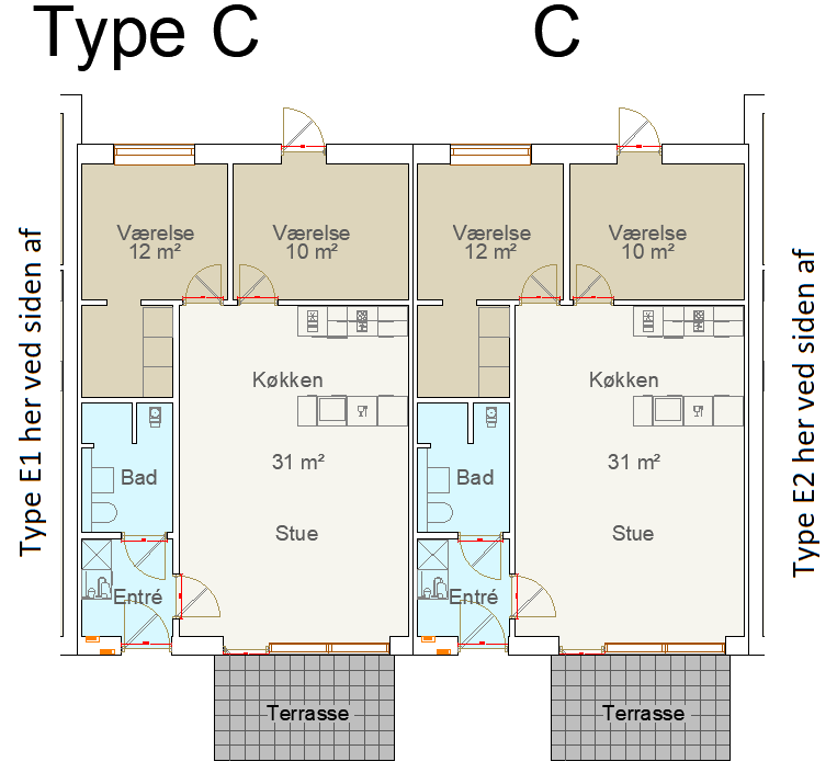 Rækkehus med naturskøn beliggenhed - 69 m² - 7.310 kr