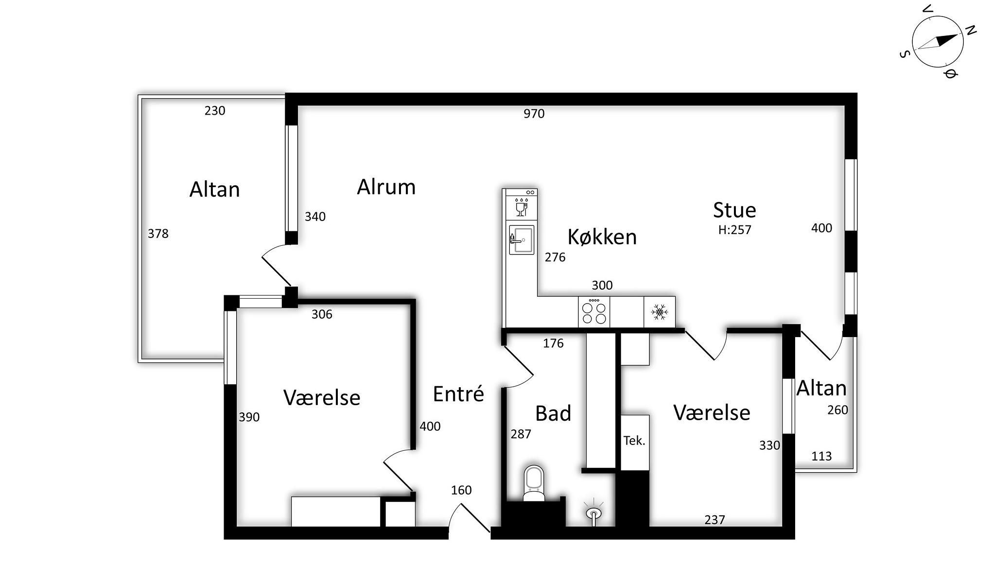 3-værelses lejlighed i Nordhavn