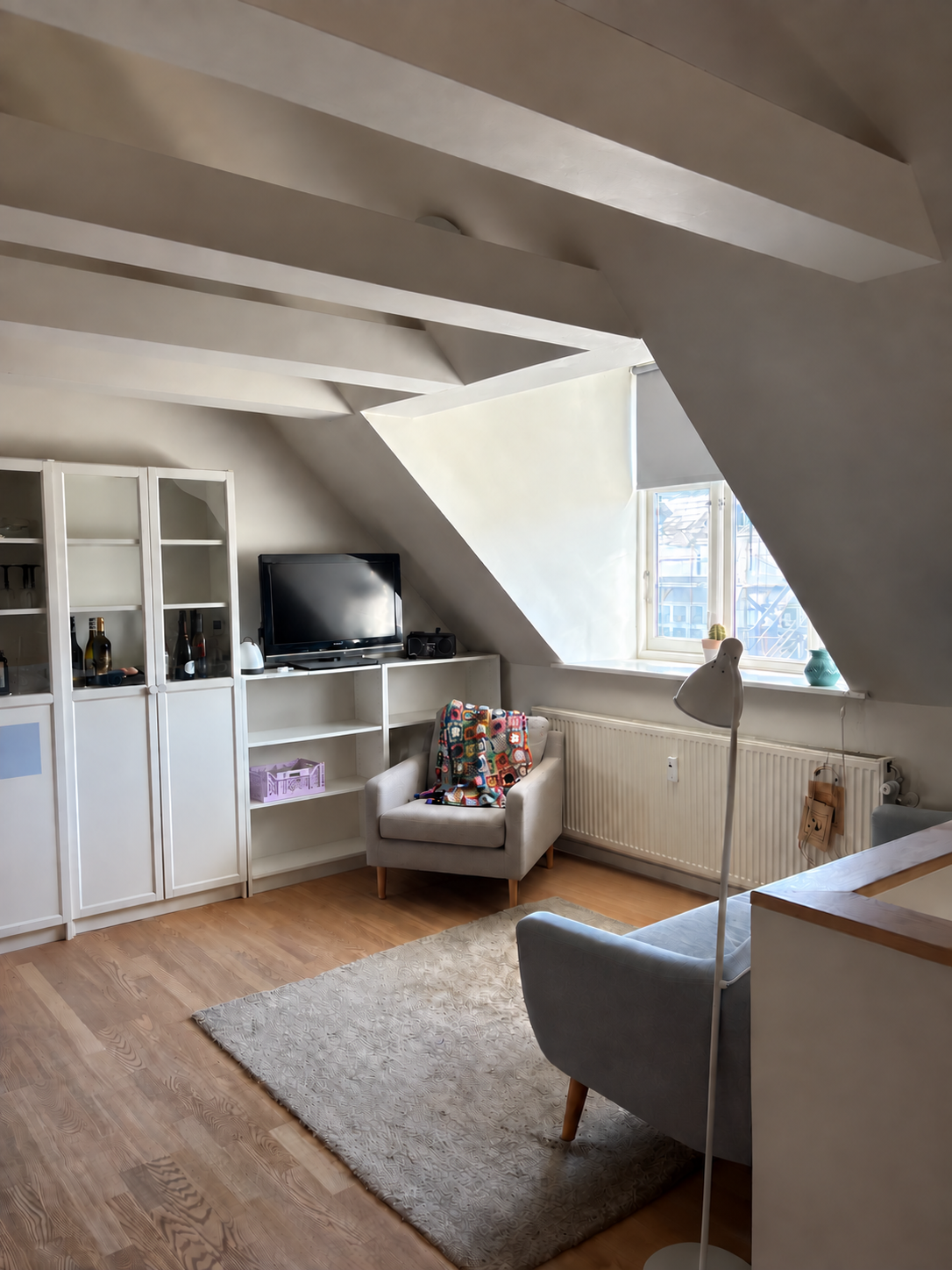 Taglejlighed med loft til kip og hems