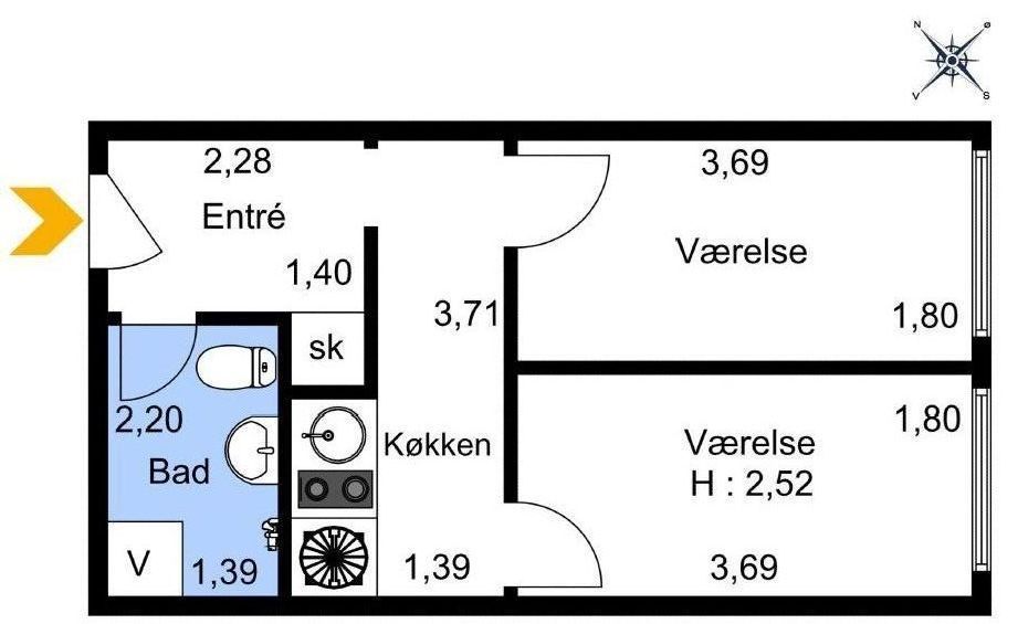 Newly Renovated Share-Friendly 2-Room Apartment with Washing Machine & Private Parking – Peter Ipsens Allé, 2400 Copenhagen NV