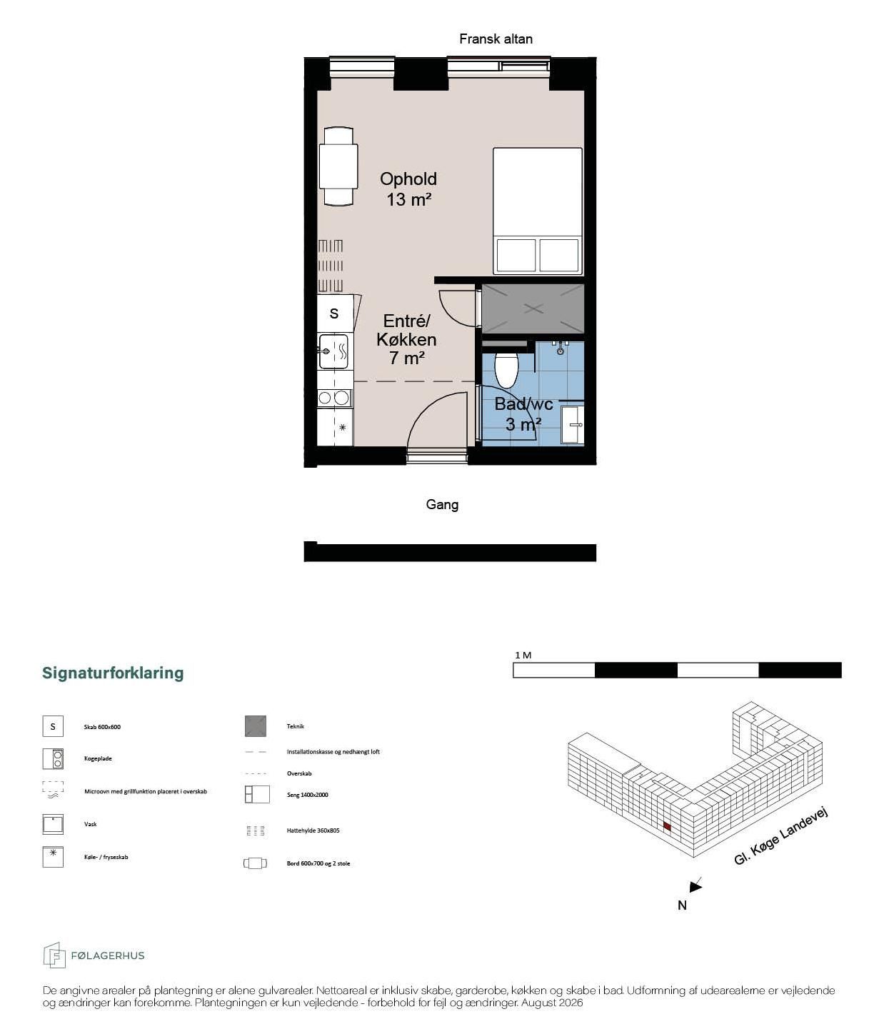 36 m² til dit eget studieliv – med fransk altan