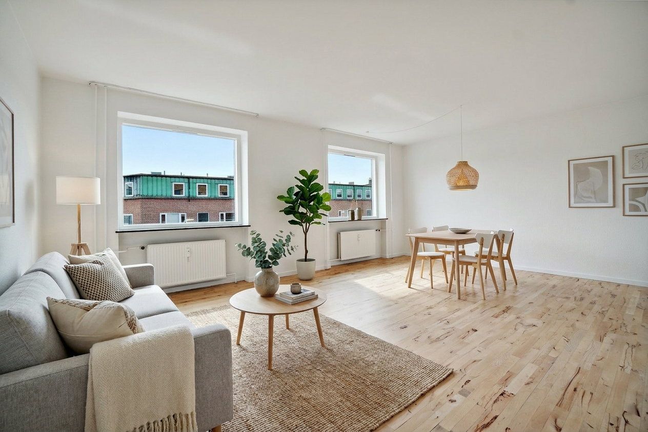 Rigtig fin lejlighed med lækkert køkken og badeværelse
