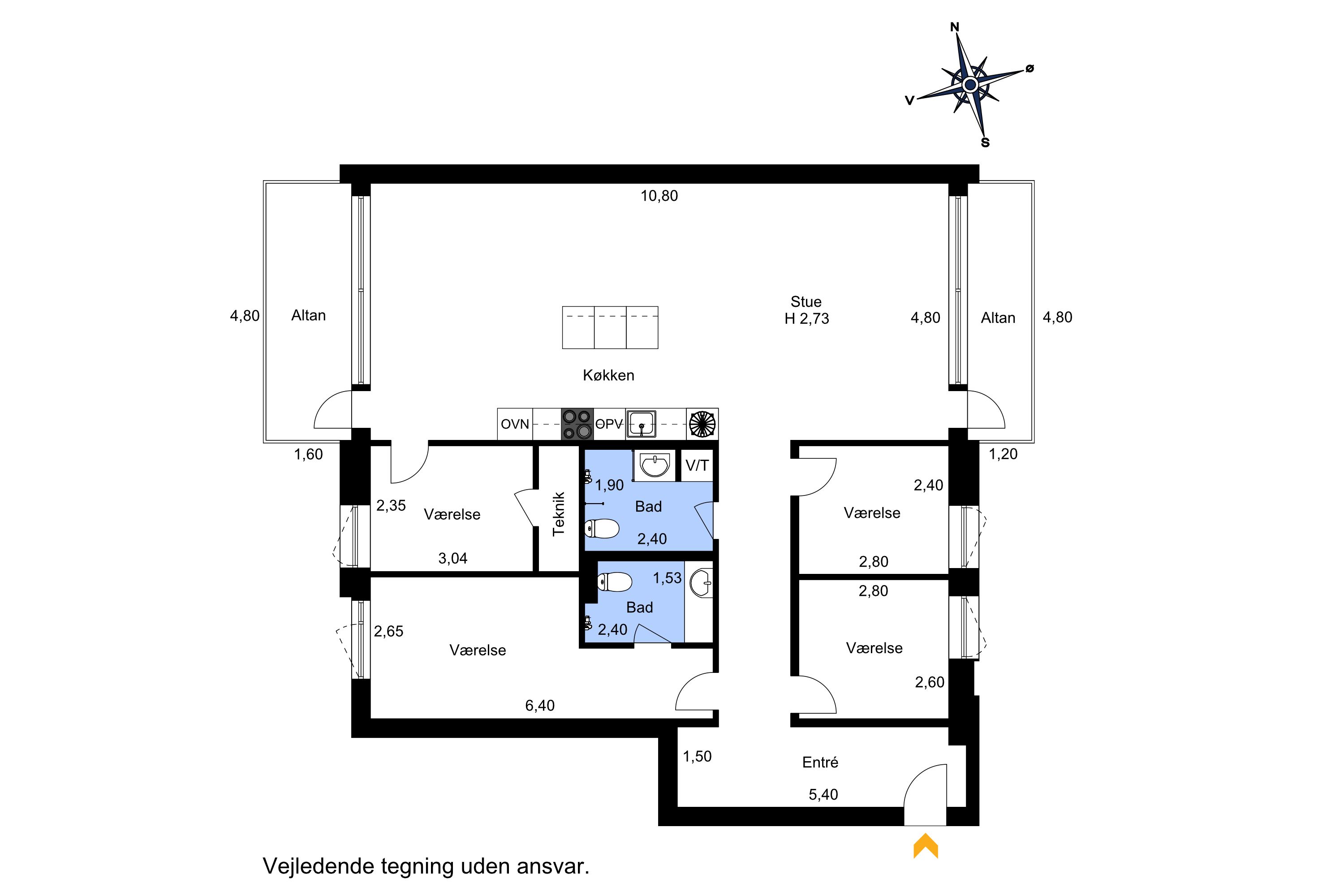 Eksklusiv 5-værelses lejlighed i Nordhavn
