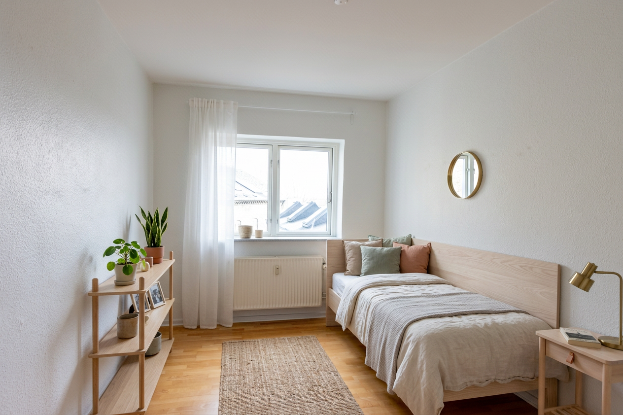 Delelejlighed med udsigt til fjord og park