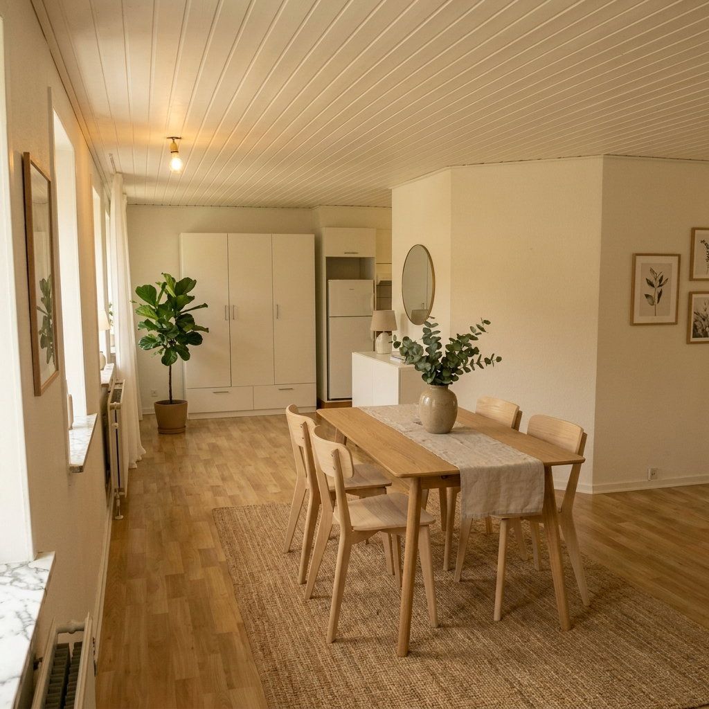 Lys og indretningsvenlig 1-værelses på 46 m2 med stort opholdsrum og hvidt køkken
