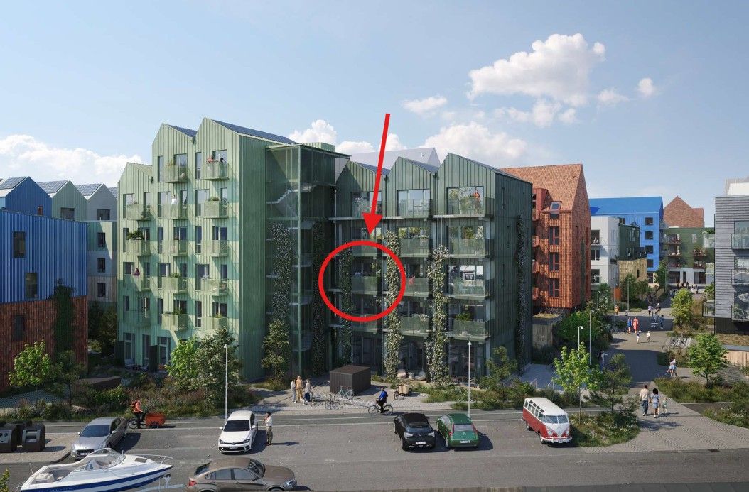 Nyopført 2-værelses med altan og havudsigt – et stenkast fra Sydhavnstippen og hyggelig lystbådehavn