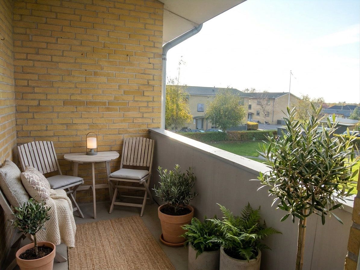 Lys 3-værelses med stor overdækket altan, grøn udsigt og husdyr tilladt – mulighed for garage