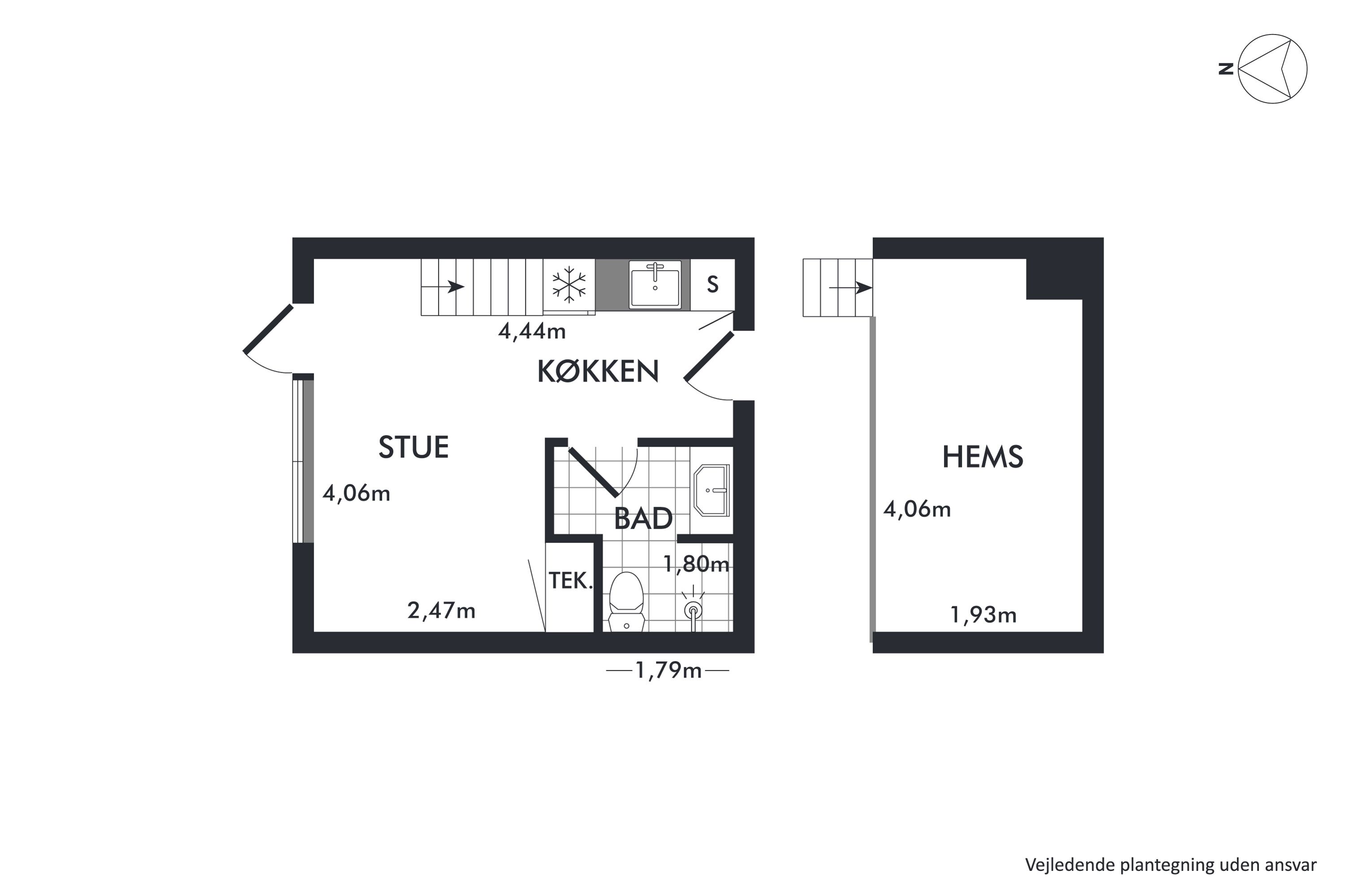 Moderne 1-værelses Lejlighed på 29m2