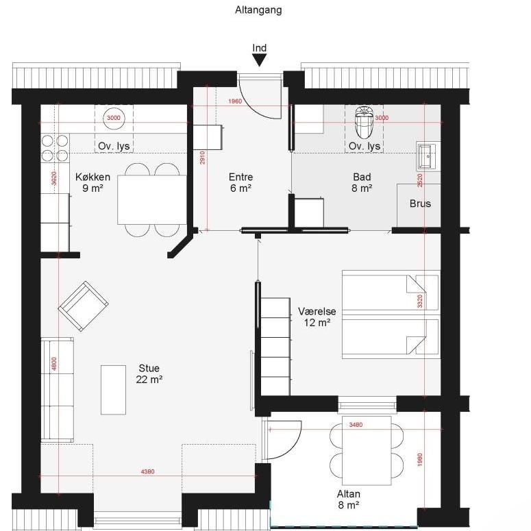 2 værelses hus på Jernbanegade i Arden udlejes