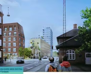 Unik Penthouse hjørne lejlighed med 3,8m til loft og flere altaner. Flot udsigt over byen og Aros buen