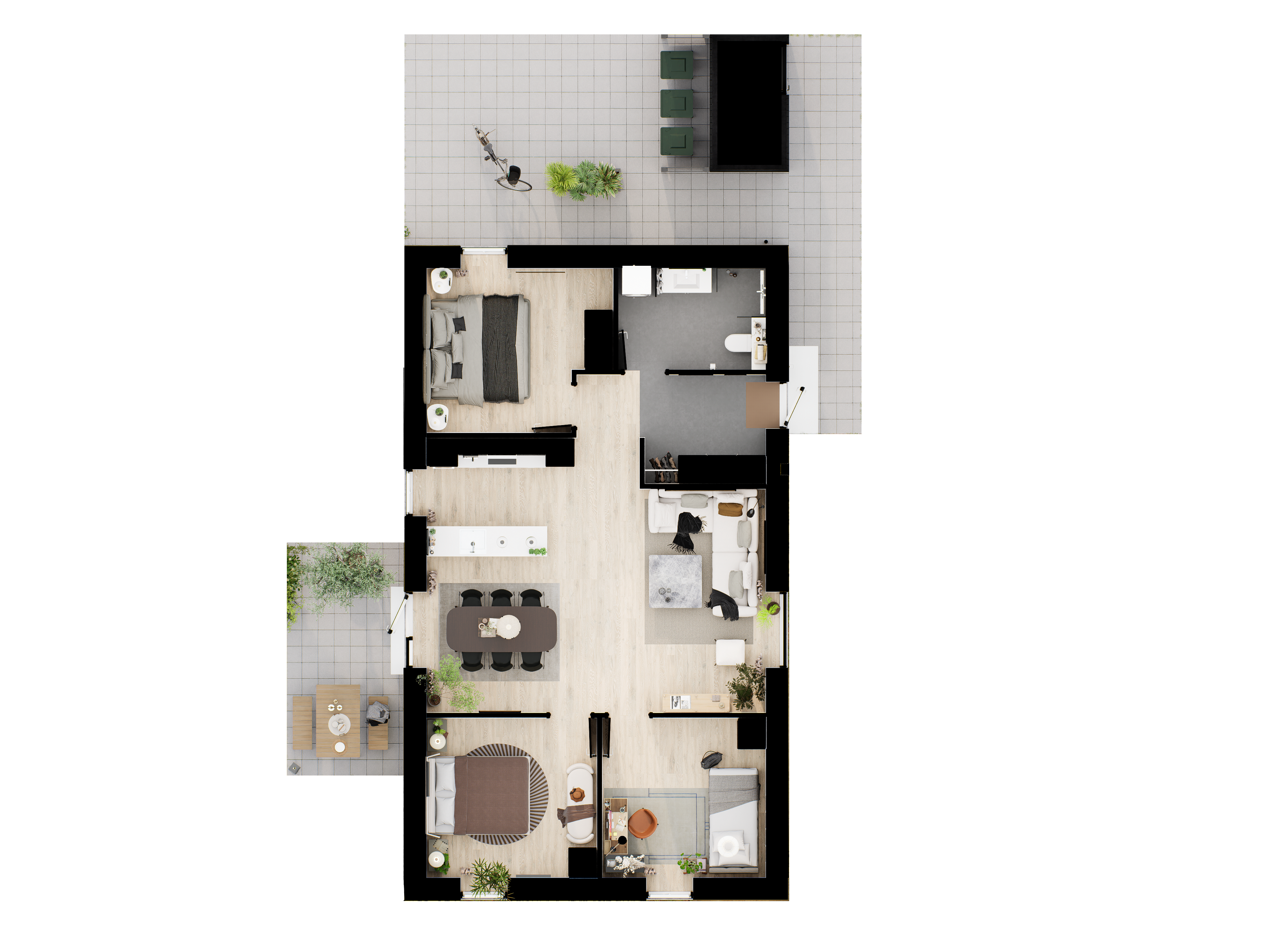 Moderne fritliggende rækkehus på 107 m² med egen have, terrasse og parkering i Sorø 🏠