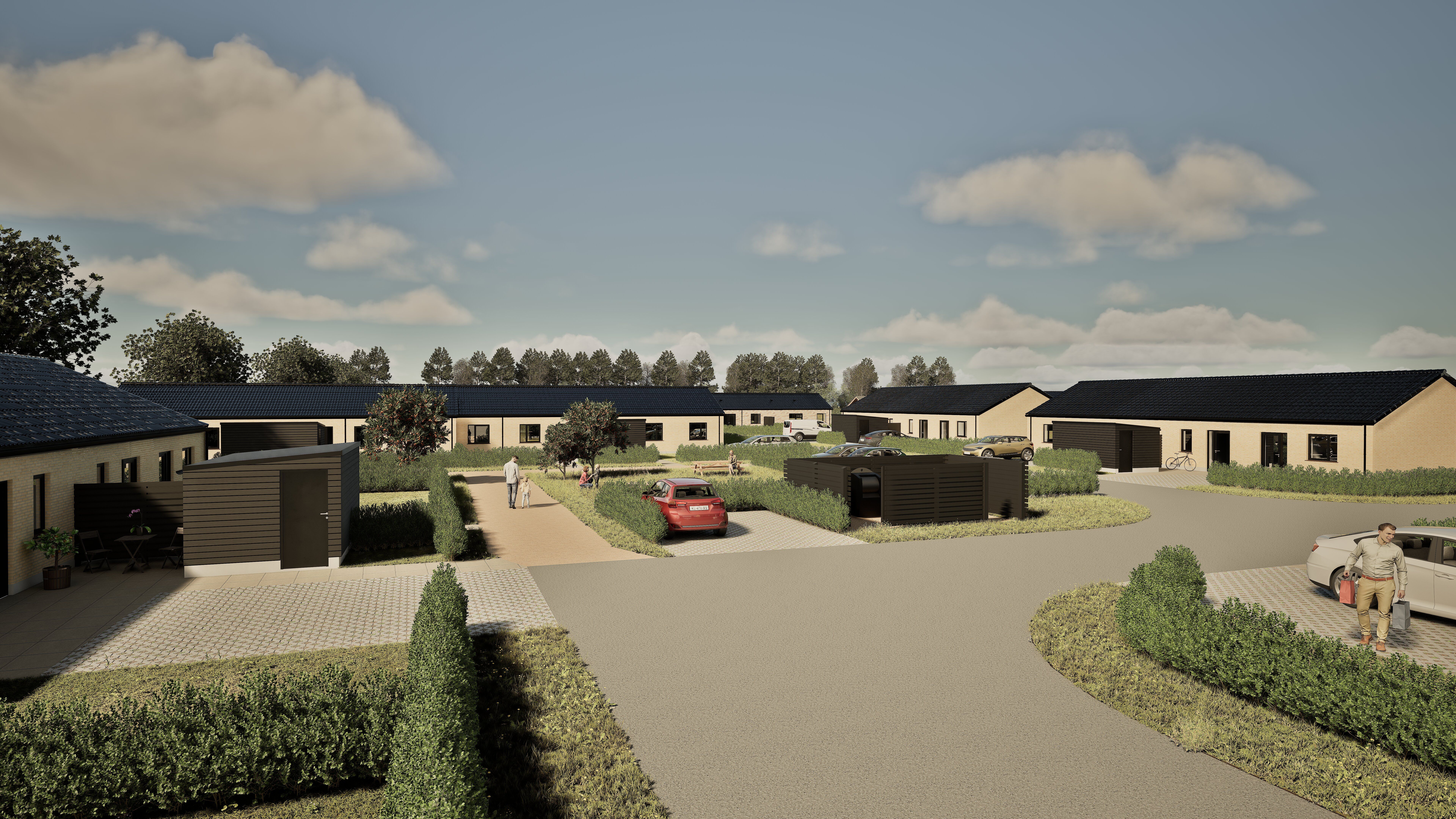 Nyt boligområde med 72 nye rækkehuse med boliger fra 70 til 114 kvm