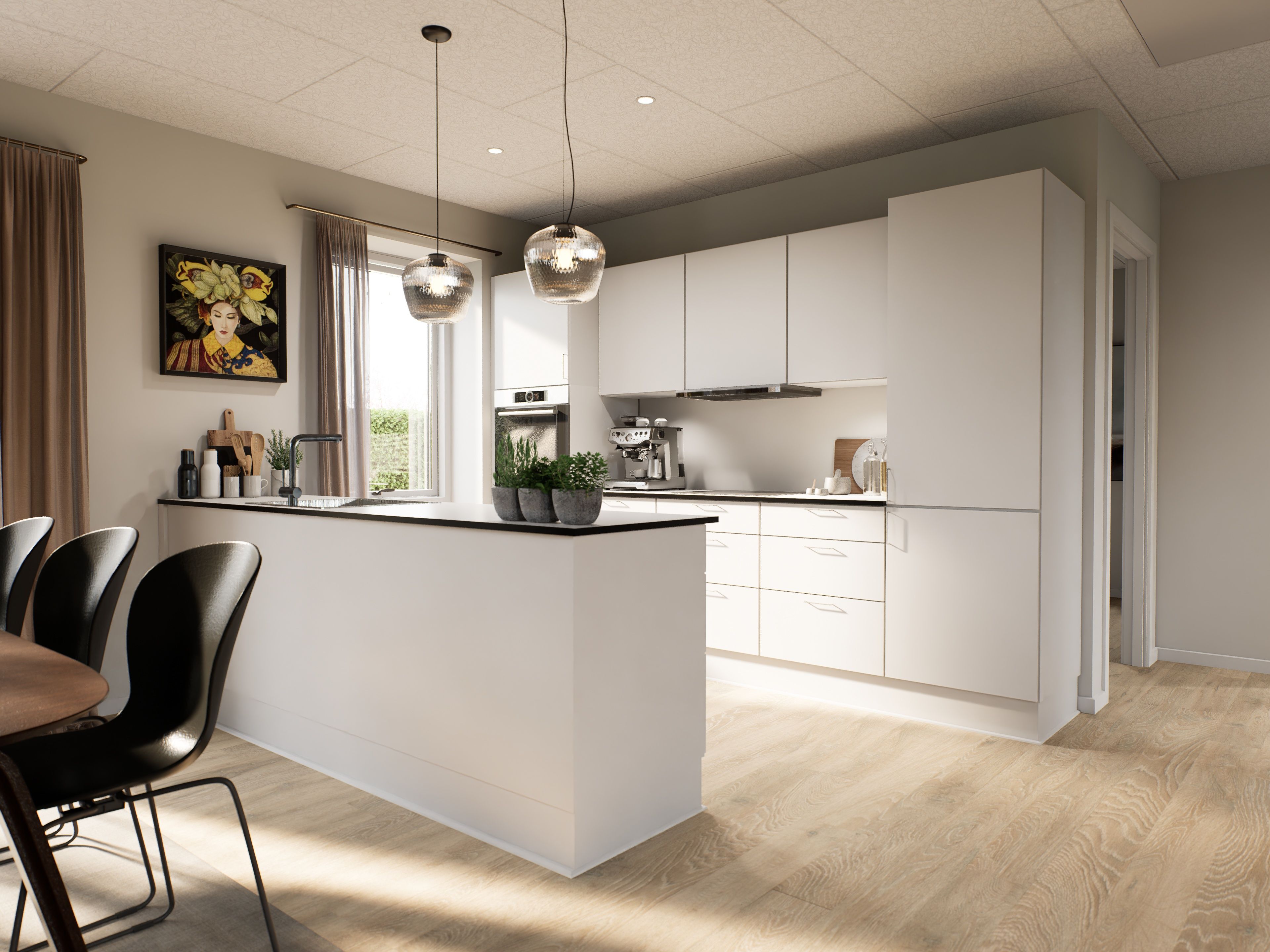 Moderne fritliggende rækkehus på 107 m² med egen have, terrasse og parkering i Sorø 🏠