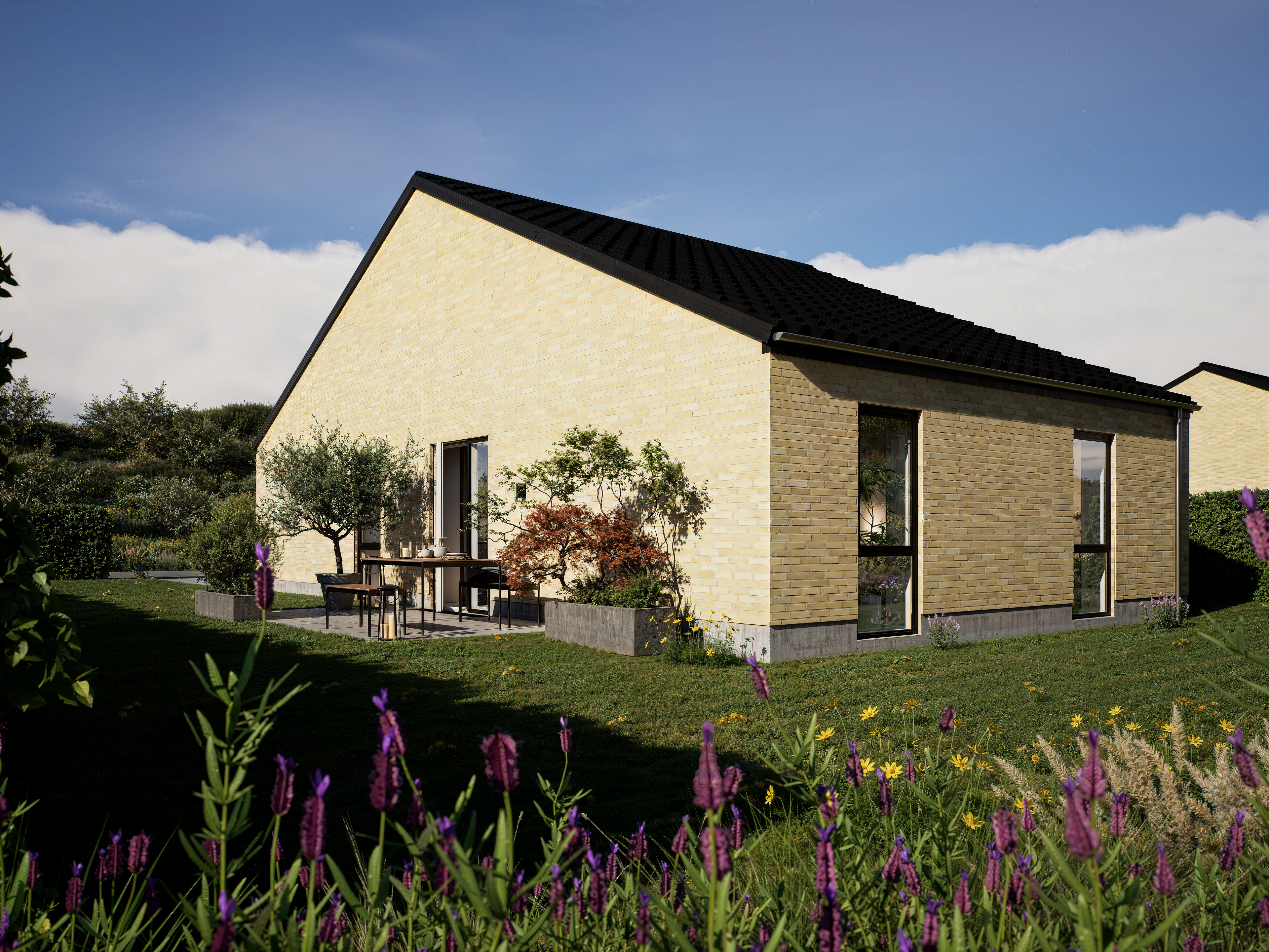 Moderne fritliggende rækkehus på 107 m² med egen have, terrasse og parkering i Sorø 🏠