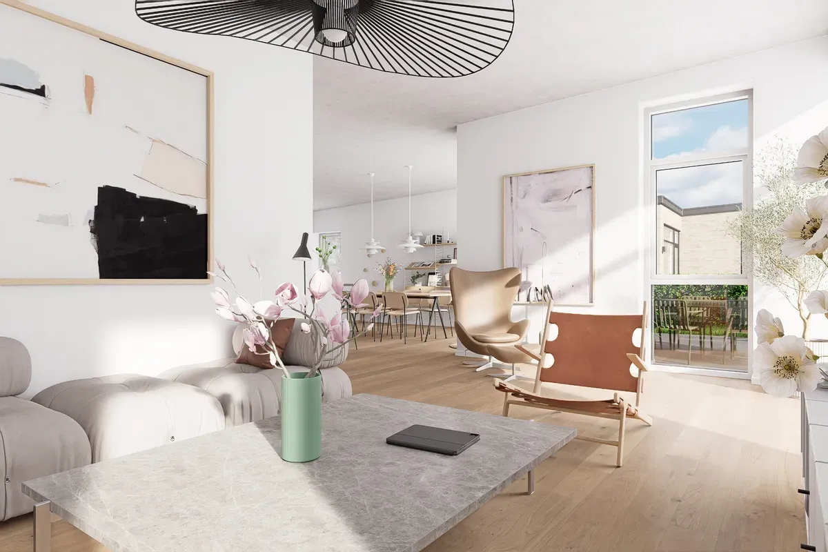 Lyst 3-værelses rækkehus i ét plan med privat have, terrasse og parkering