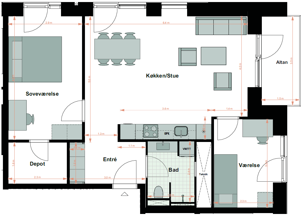 Helt ny 3-værelses lejlighed på 97 m² med altan i Bagsværd