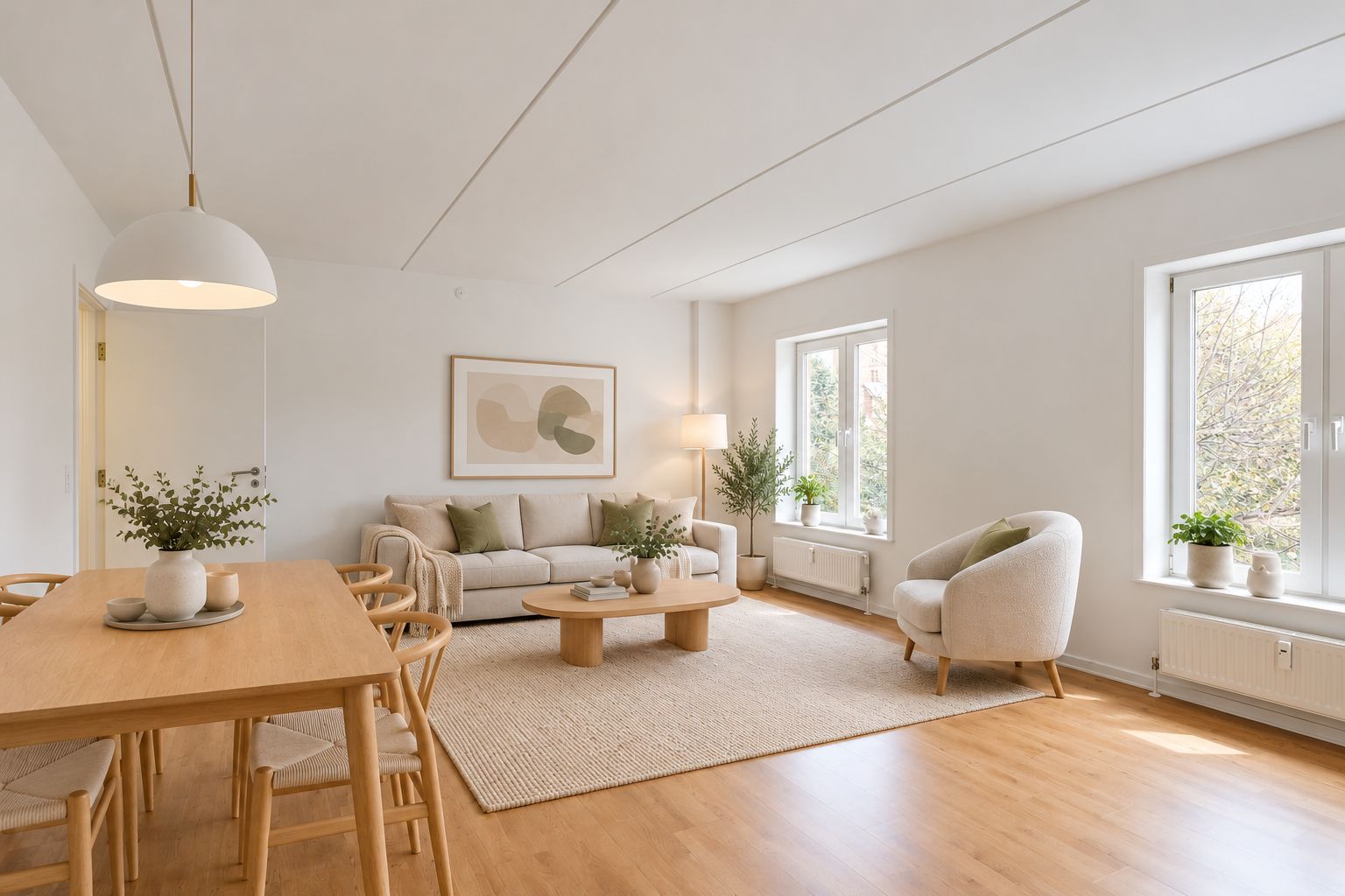 Stor rolig 2-værelses lejlighed på 100 m² med vestvendt altan og elevator. I Aalborg centrum. Seniorvenligt. Lille hund tilladt.