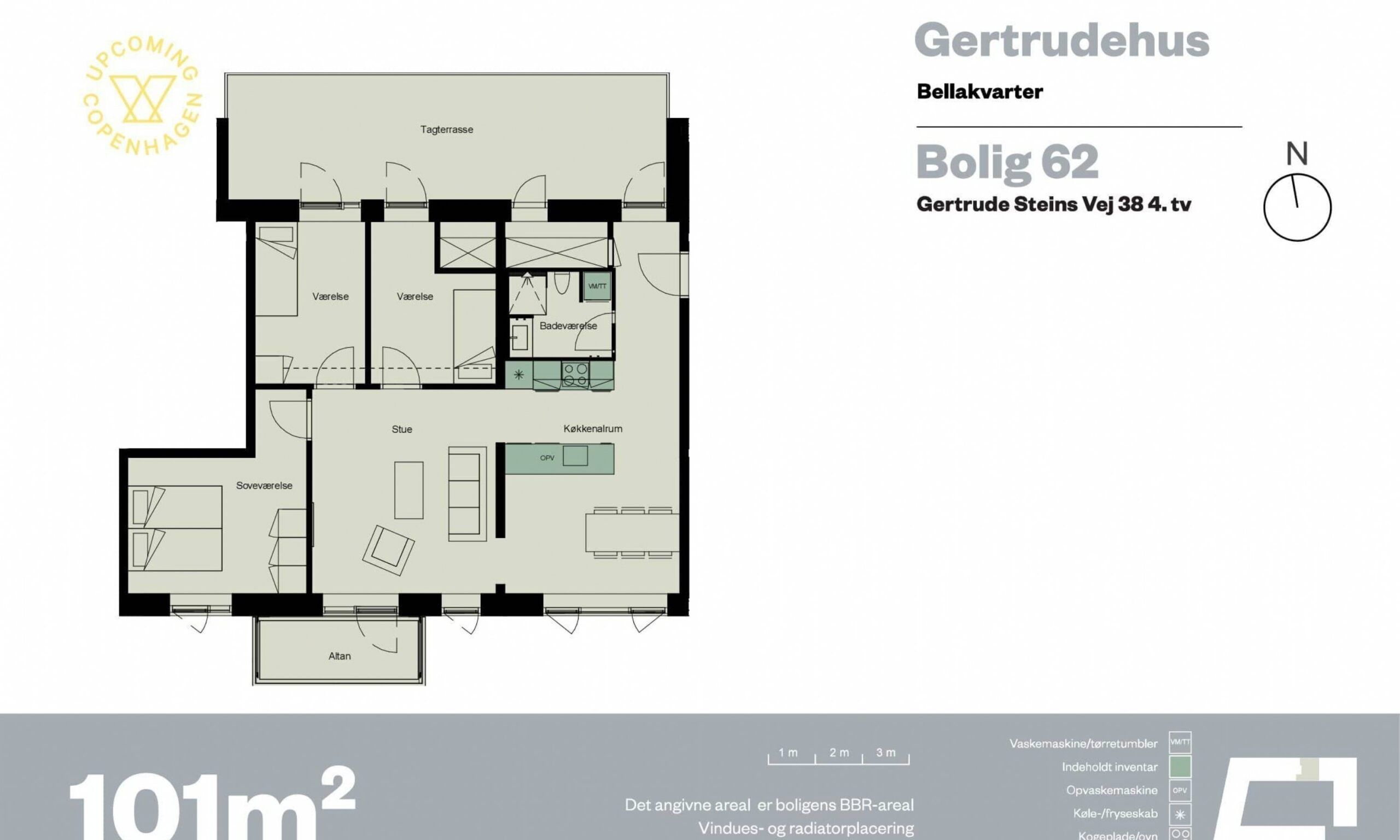 4 værelses lejlighed på Gertrude Steins Vej i København S udlejes