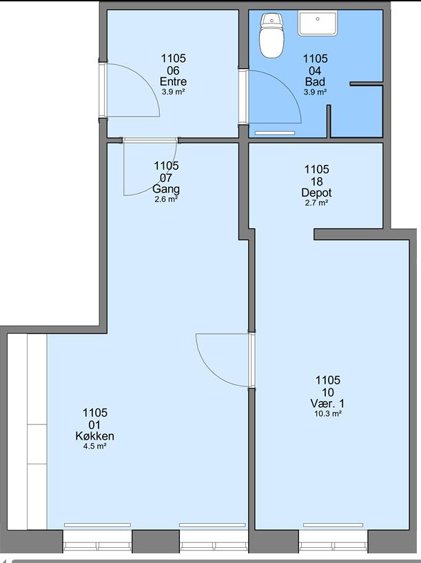 2 værelses ungdomsbolig med central placering