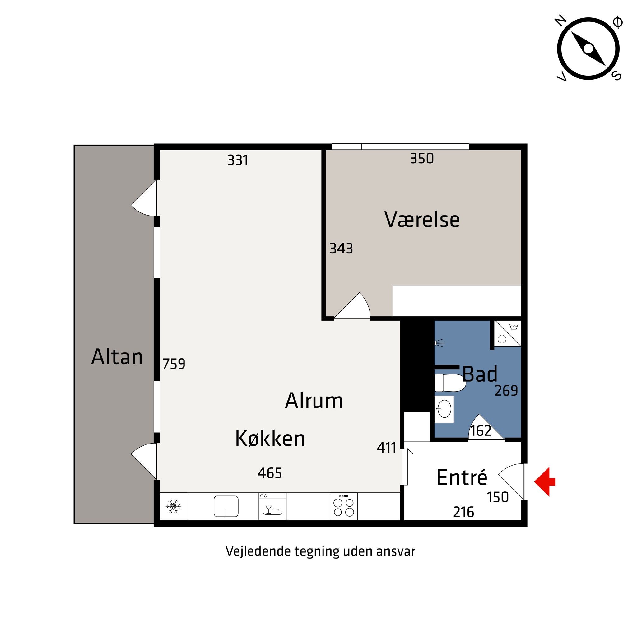 2 værelses lejlighed på 69 m²