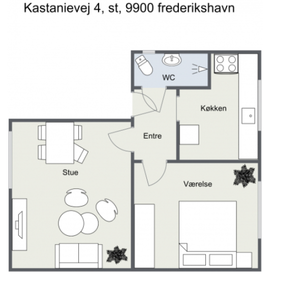 Kastanievej - Nyrenoveret 2-værelses lejlighed til leje – 67 m²