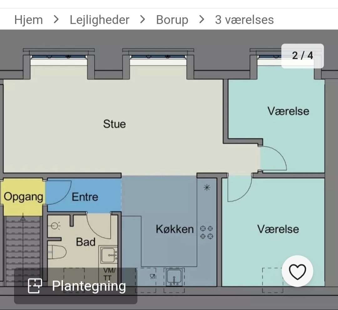 Lys og charmerende 3-værelses lejlighed i hjertet af Borup – tæt på stationen