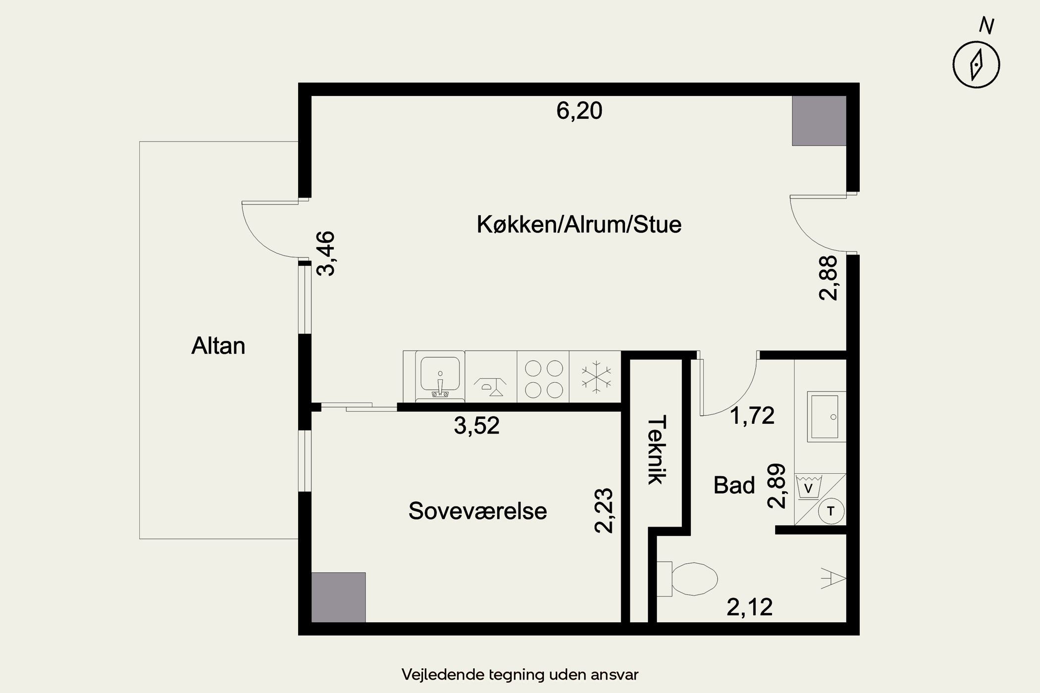 Moderne 2-værelses ved Cereshaven