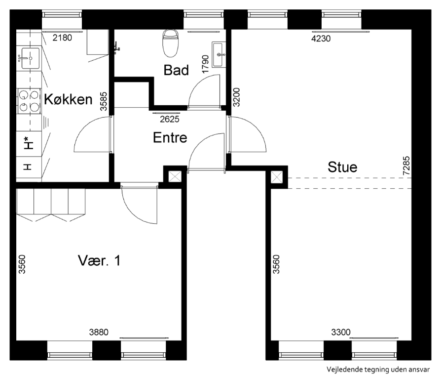 2-værelses lejlighed