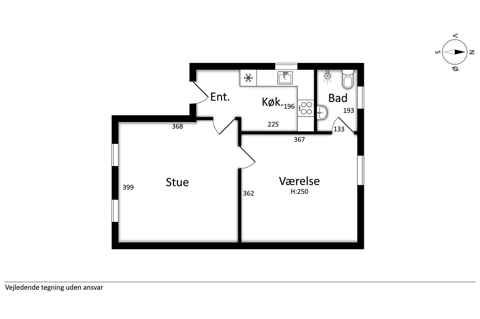 Nyrenoveret og moderne 2-værelses 